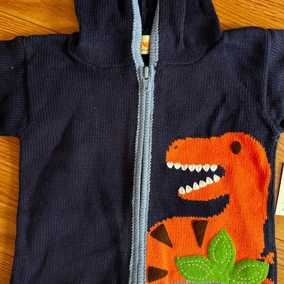 NWT CLAVER Navy Dinosaur Knit Sweater - 12M - Picture 2 of 4